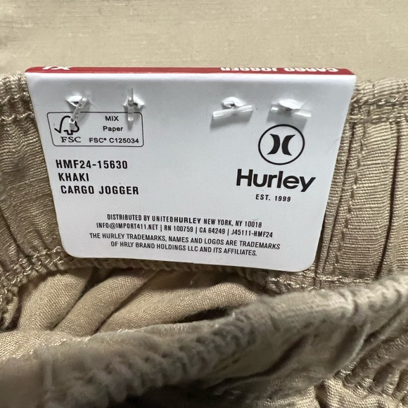 Hurley Tan Cargo Joggers Multi Pockets Relaxed Fit Durable Size X-Large - Picture 8 of 9